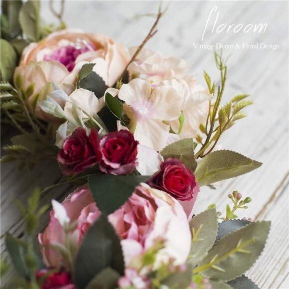 Floral Wreath,Artificial Peony Wreath,15''-16'' Front Door Decorations WallDecor - Picture 14 of 16